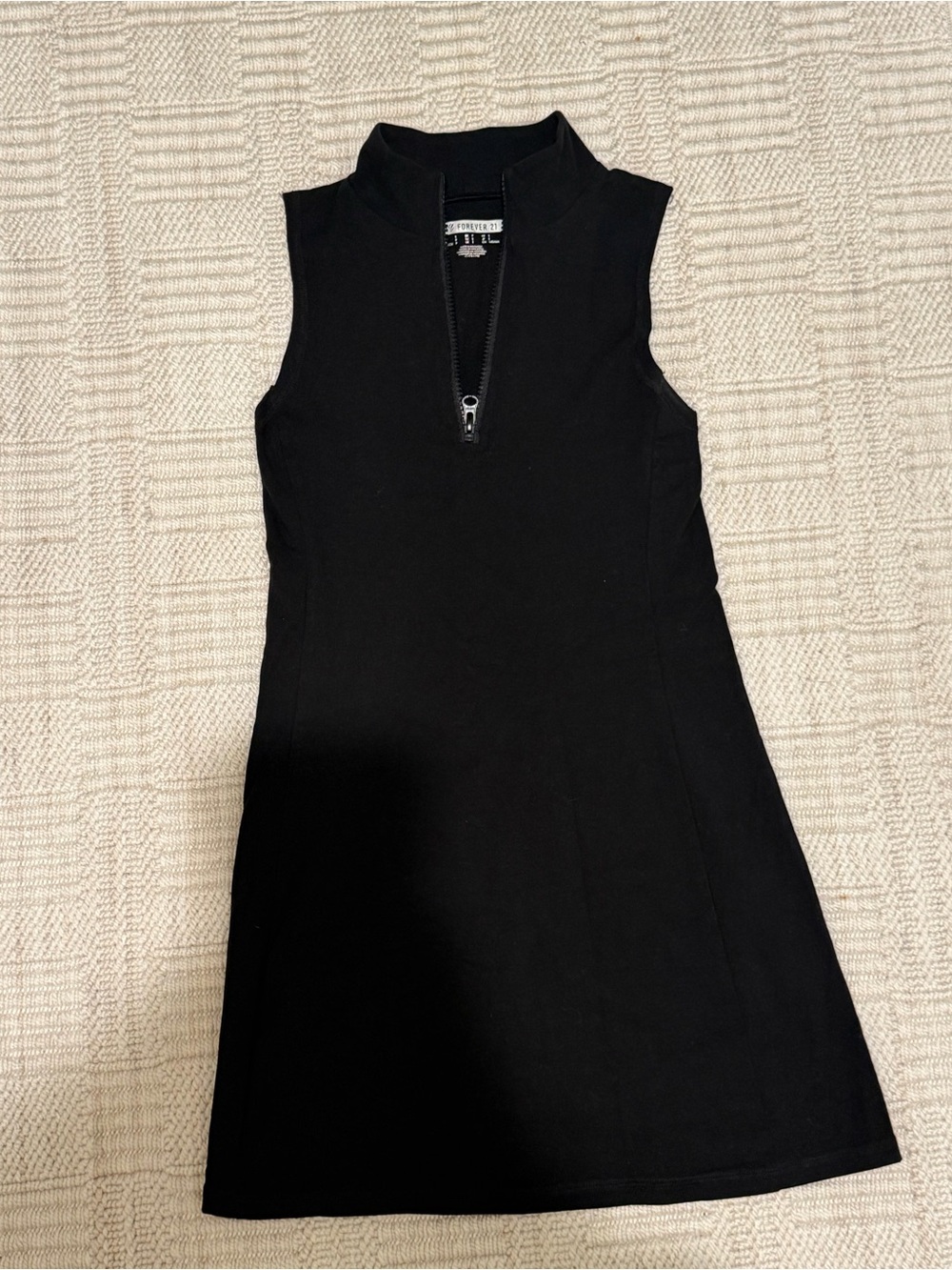 Forever 21 Sleeveless Black Zip-Up Mini Dress